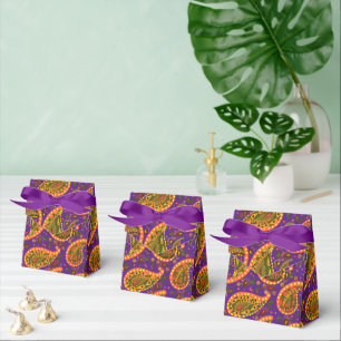 Purple and Gold Paisley Beautiful Bright Favor Boxes