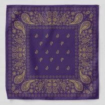 Purple and Gold Paisley Design Bandana