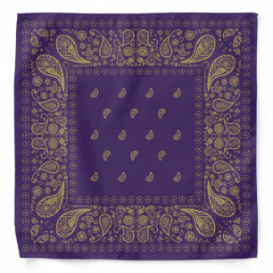 Purple and Gold Paisley Design Bandana
