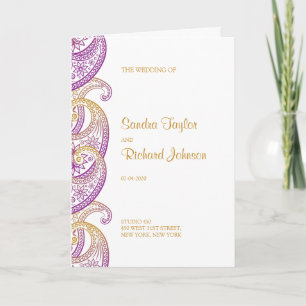 Purple and Gold Paisley Indian Wedding Program