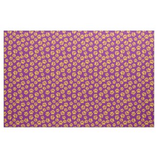 Purple and Gold Paw Print Fabric