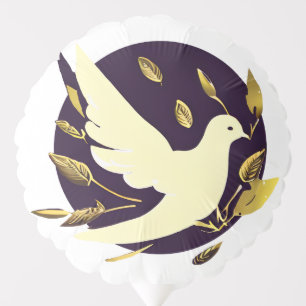 Purple and Gold Peace Dove Balloon