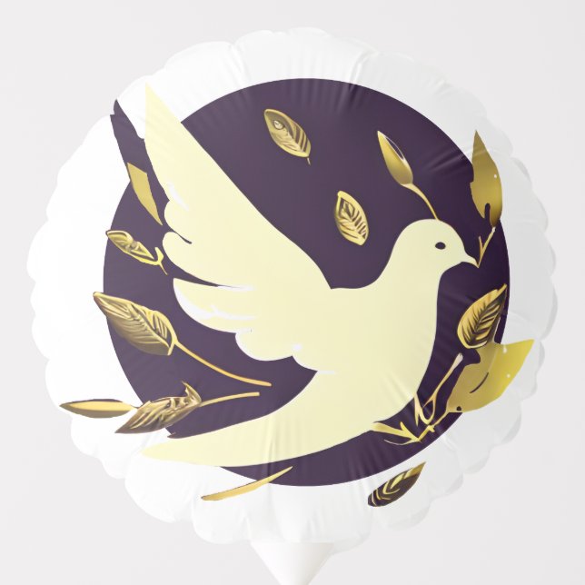 Purple and Gold Peace Dove Balloon (Front)