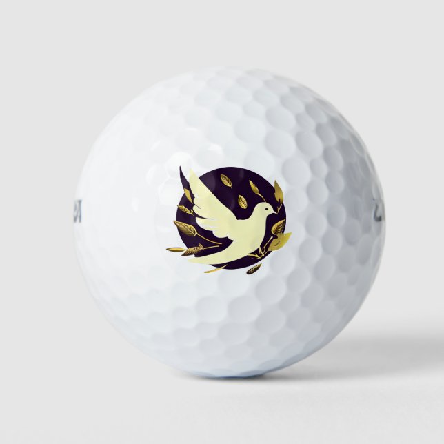 Purple and Gold Peace Dove Golf Balls (Front)
