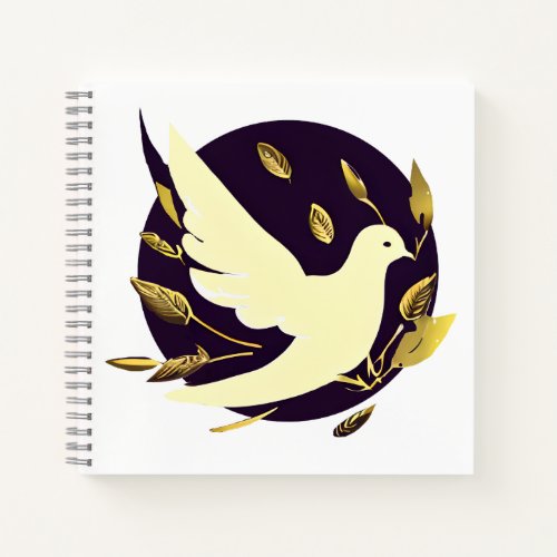 Purple and Gold Peace Dove Notebook