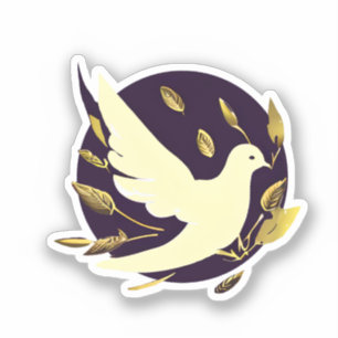 Purple and Gold Peace Dove Sticker