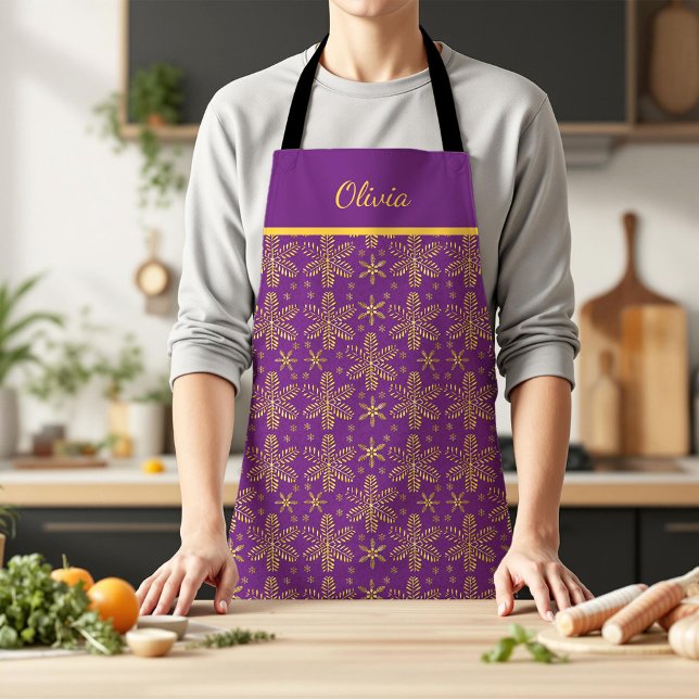 Purple and Gold Personalized Apron (Creator Uploaded)