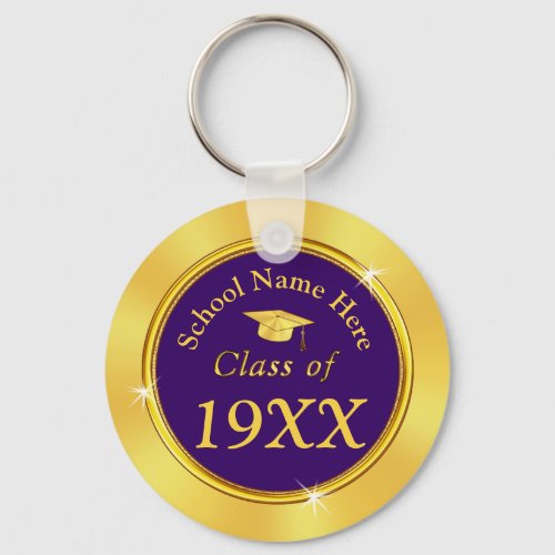 Purple and Gold Personalized Class Reunion Gifts Keychain