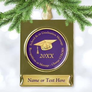 Purple and Gold Personalized Graduation Ornaments