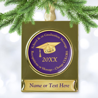 Purple and Gold Personalized Graduation Ornaments