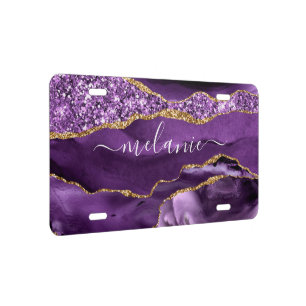 Purple and Gold Personalized Name License Plate