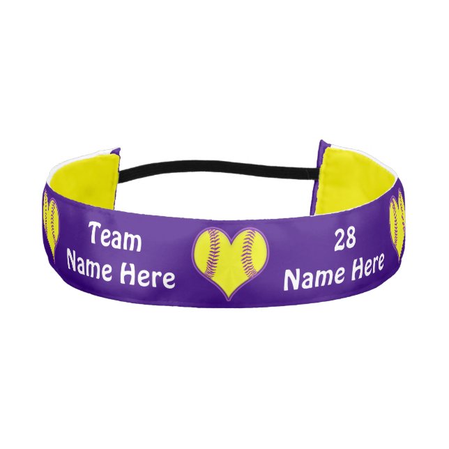 Purple and Gold Personalized Softball Headbands (Front)