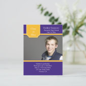 Purple and Gold Photo Graduation Invitation (Standing Front)