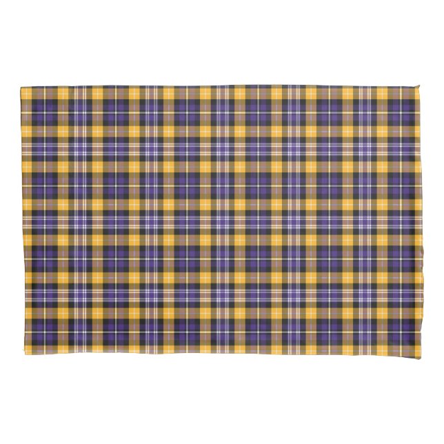 Purple and Gold Plaid Pattern Pillow Case (Front)