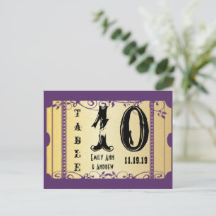 Purple and Gold Playbill Swirls Table Number