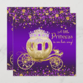 Purple and Gold Princess Carriage Baby Shower Invitation (Front/Back)