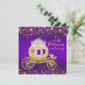 Purple and Gold Princess Carriage Baby Shower Invitation (Standing Front)