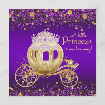 Purple And Gold Princess Carriage Baby Shower Invitation by The_Baby_Boutique at Zazzle