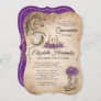 Purple and Gold Quinceañera Rustic Horse Birthday Invitation