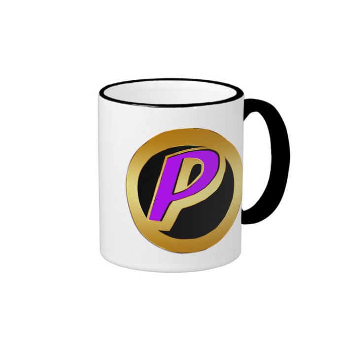 PURPLE AND GOLD RETRO MONOGRAM LETTER P MUG