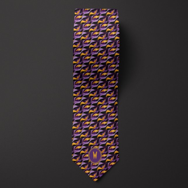Purple and Gold Ribbons in the Wind Abstract Neck Tie (Creator Uploaded)