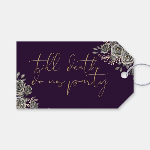 Purple And Gold Roses Floral Gothic Wedding Favor Gift Tags