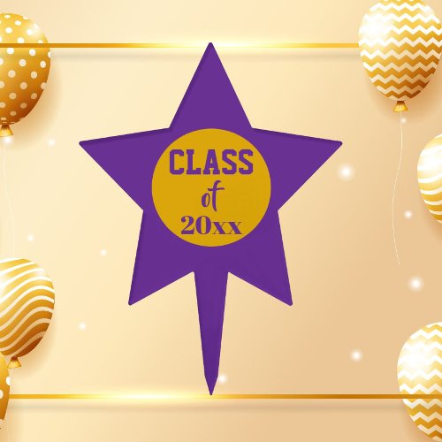 Purple and Gold School Colors and Class Year Cake Topper