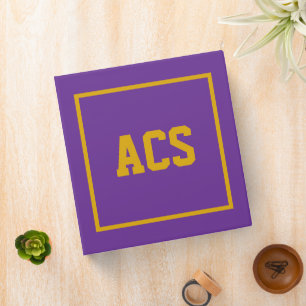 Purple and Gold School Colors and Letters 3 Ring Binder