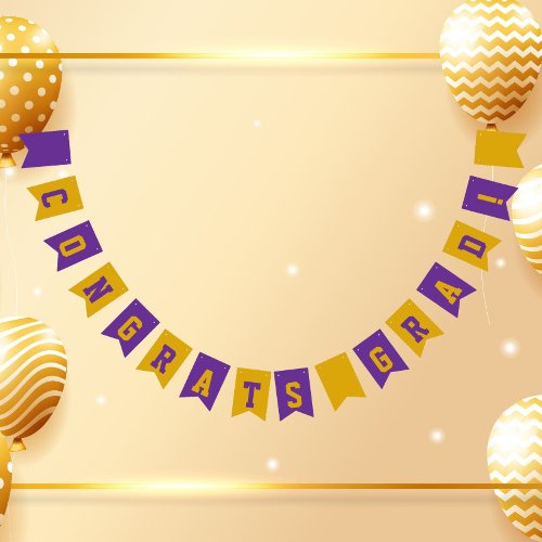 Purple and Gold School Colors Graduation Bunting Flags