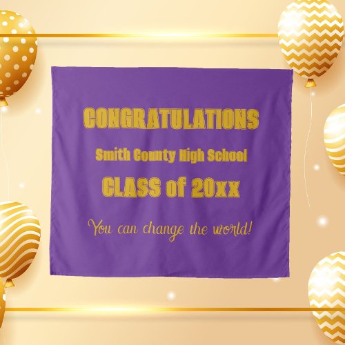 Purple and Gold School Colors Graduation Tapestry