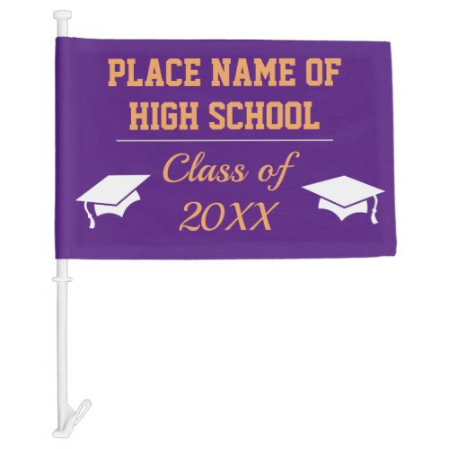 Purple and Gold School Colors School Graduation Car Flag