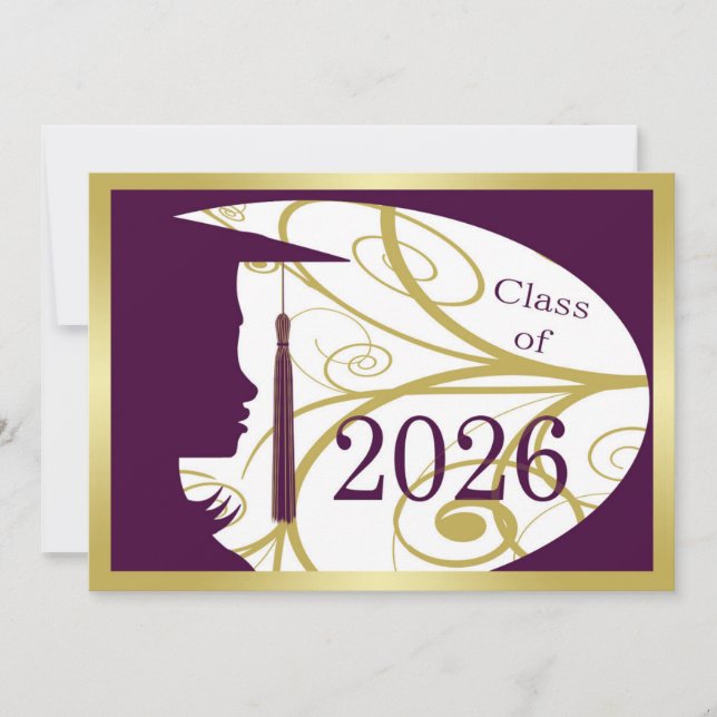 Purple and Gold Silhouette 2026 Card (Front)