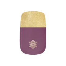 Purple and Gold Snowflake Seasonal Nail Stickers 