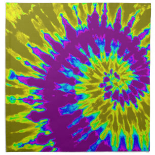 Purple and Gold Spiral Tie Dye Cloth Napkin