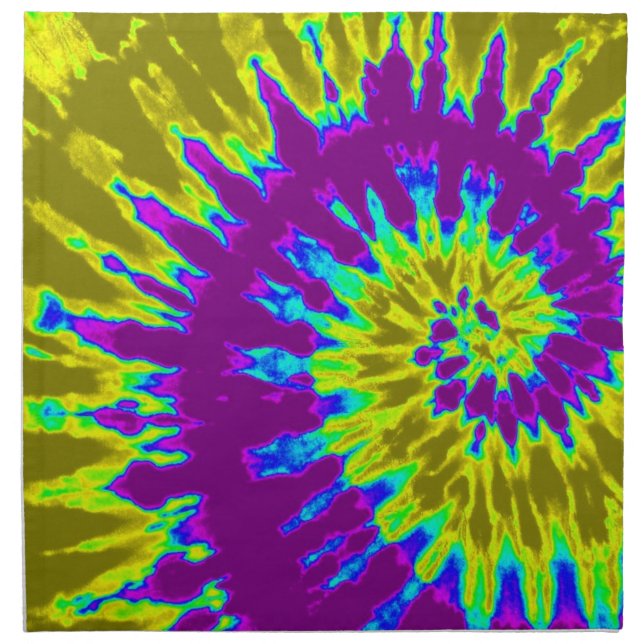 Purple and Gold Spiral Tie Dye Cloth Napkin (Front)
