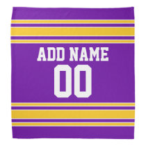 Purple and Gold Sports Jersey Custom Name Number Bandana Purple and Gold Sports Jersey Custom Name Number Bandana