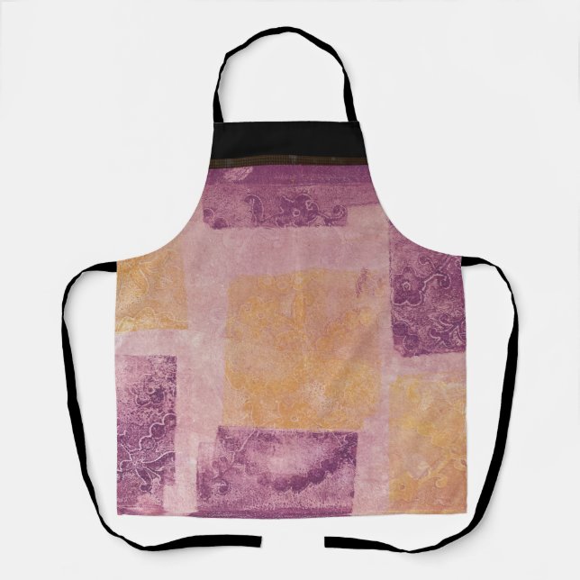 Purple and Gold Square Inked Design Apron (Front)
