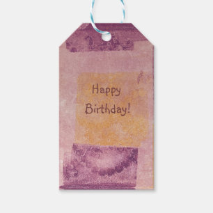 Purple and Gold Squares Gel Square Sticker Gift Tags