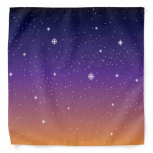 Purple and Gold Starry Sunset Sky Bandana