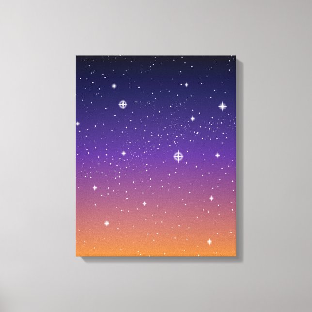 Purple and Gold Starry Sunset Sky Canvas Print (Front)
