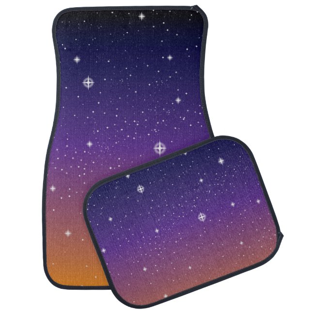 Purple and Gold Starry Sunset Sky Car Floor Mat (Set)
