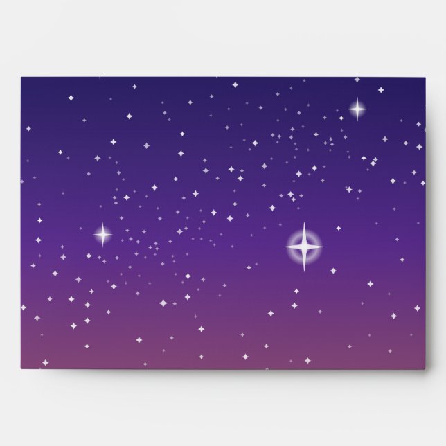 Purple and Gold Starry Sunset Sky Envelope (Front)