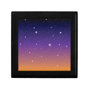 Purple and Gold Starry Sunset Sky Jewelry Box