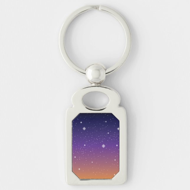 Purple and Gold Starry Sunset Sky Keychain (Front)