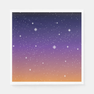 Purple and Gold Starry Sunset Sky Napkins