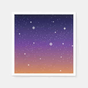 Purple and Gold Starry Sunset Sky Paper Napkins