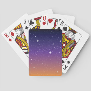 Purple and Gold Starry Sunset Sky Poker Cards
