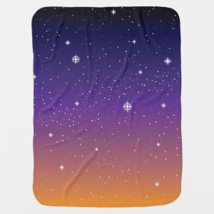 Purple and Gold Starry Sunset Sky Receiving Blanket