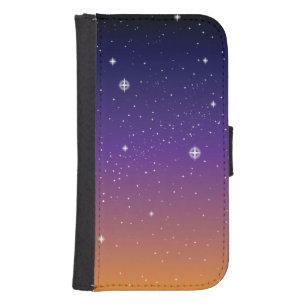 Purple and Gold Starry Sunset Sky Galaxy S4 Wallet Case