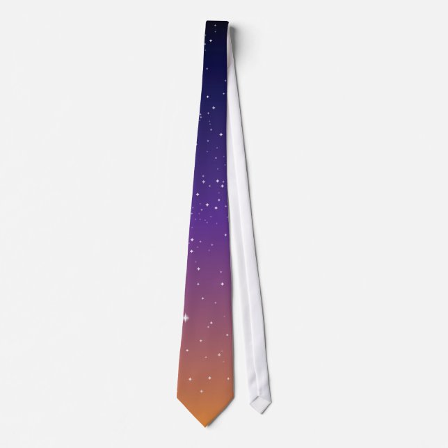 Purple and Gold Starry Sunset Sky Tie (Front)